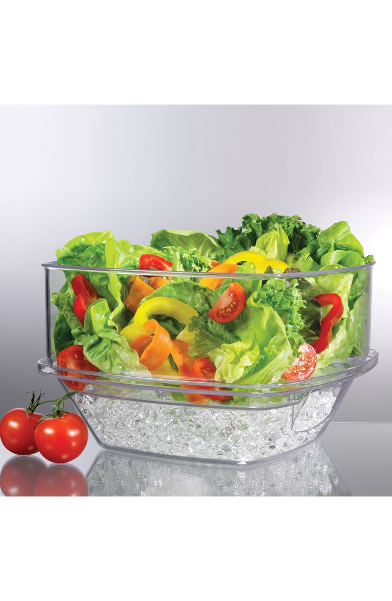 PRODYNE Acrylic Flip Salad On Ice Bowl with Lid, Piece Set, 10-Inch, Alternate, color, Clear