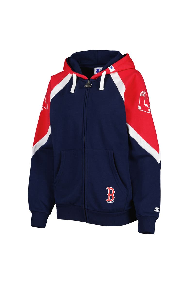 Women's Starter Navy/Red Boston Red Sox Hail Mary Full-Zip Hoodie, Alternate, color, Navy