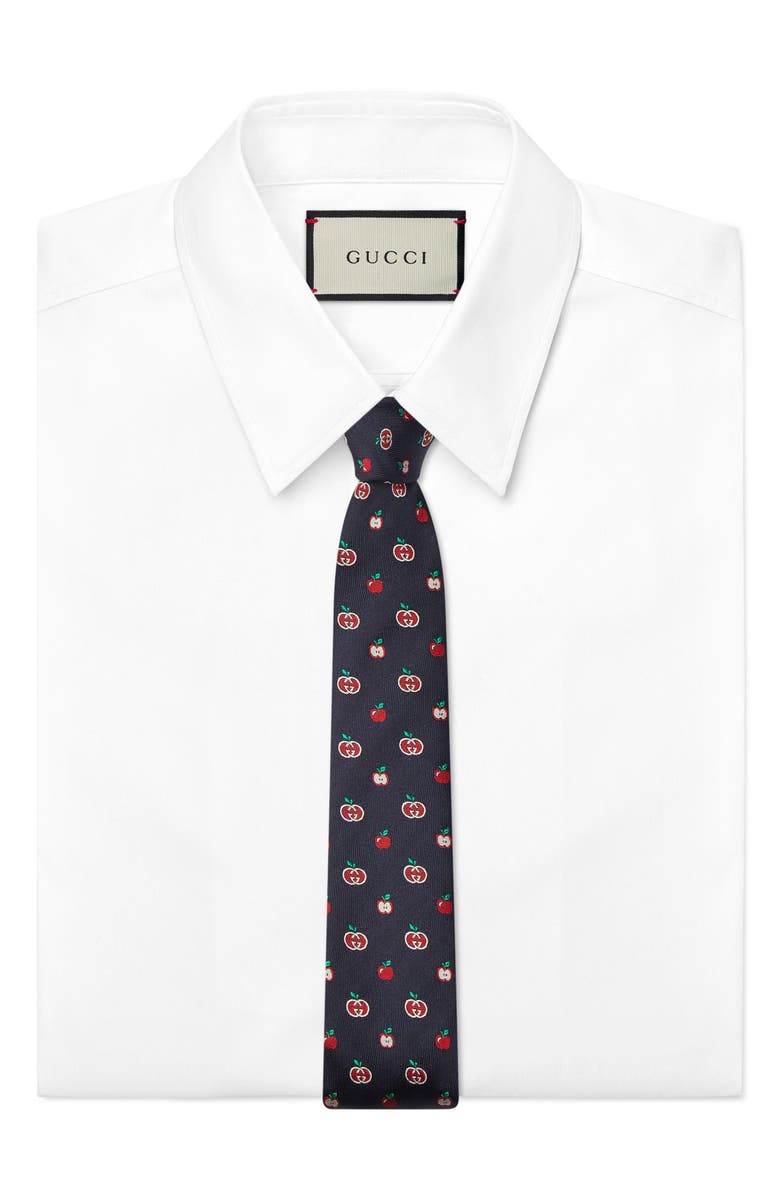 Gucci GG Apple Silk Jacquard Tie, Alternate, color, 