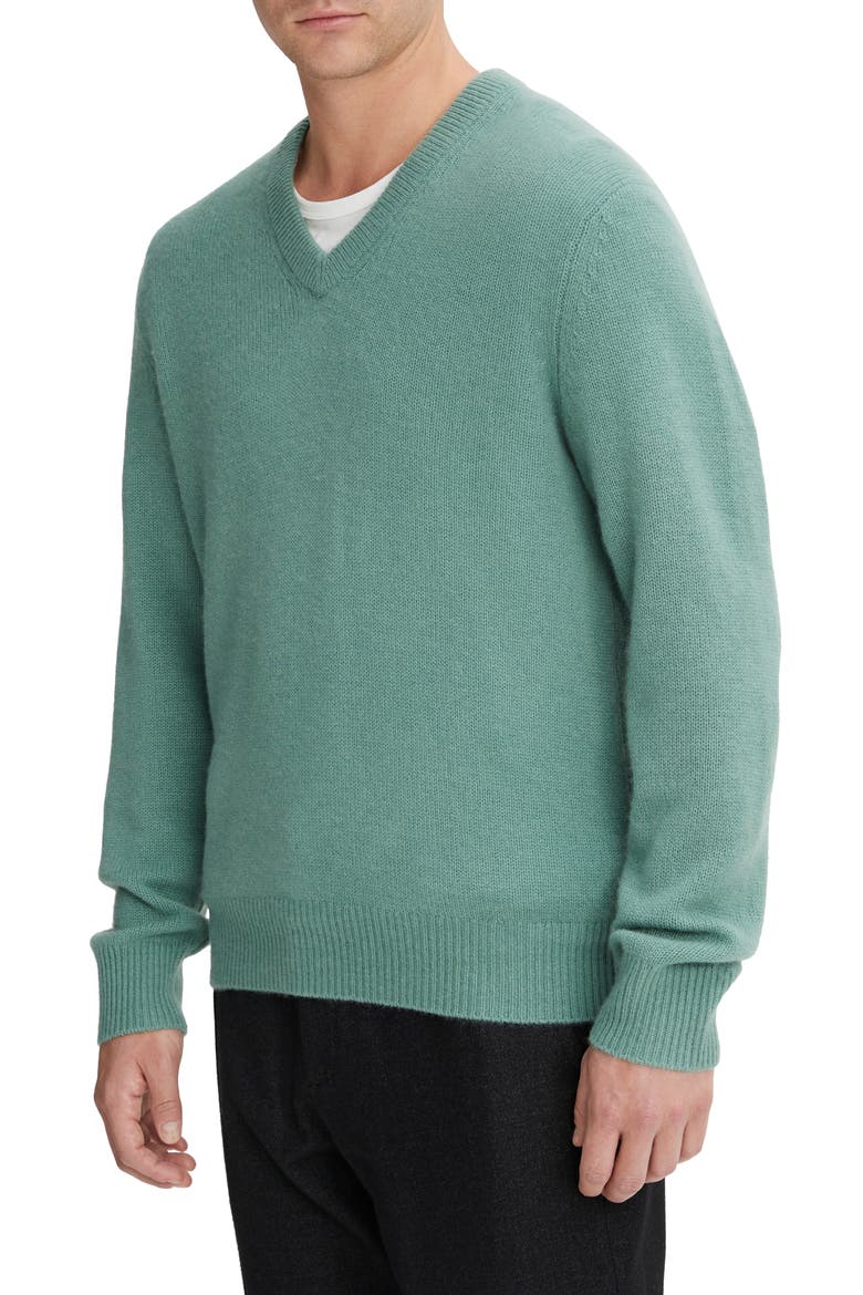 Cashmere V-Neck Sweater, Alternate, color, MINERAL GREEN