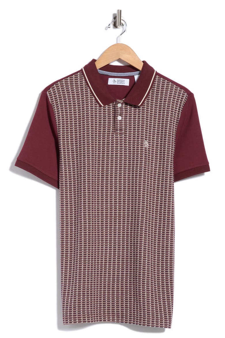 Geo Tipped Cotton Jacquard Polo, Alternate, color, PORT ROYALE