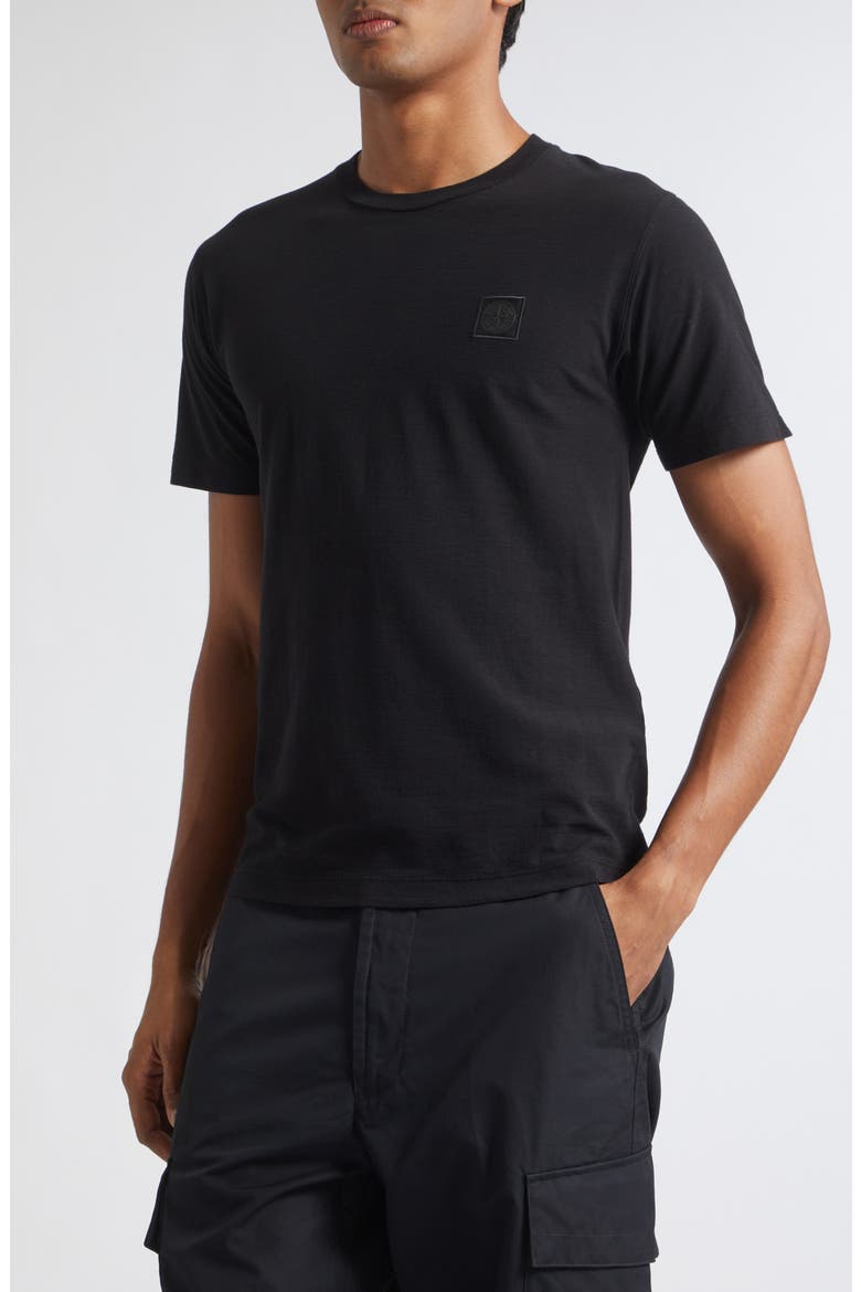 Compass Logo Patch Cotton T-Shirt, Alternate, color, V0029 BLACK