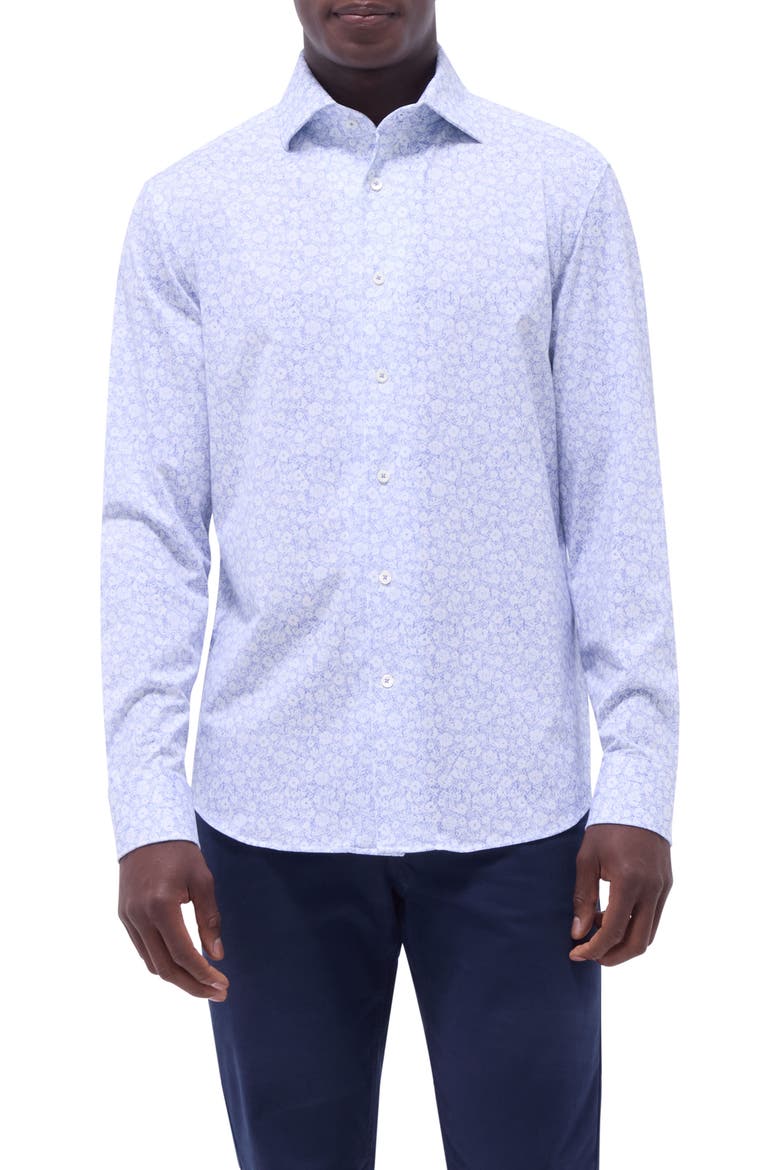 Devon OoohCotton® Floral Button-Up Shirt, Main, color, CLASSIC BLUE