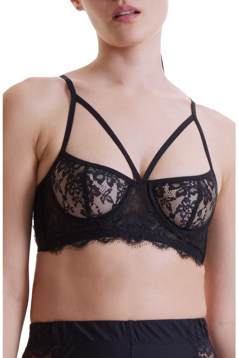 Eyelash Lace Underwire Bra, Main, color, BLACK