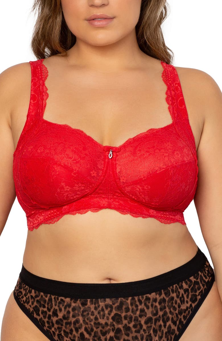 Curvy Couture Luxe Lace Wireless Bralette, Main, color, Crantastic