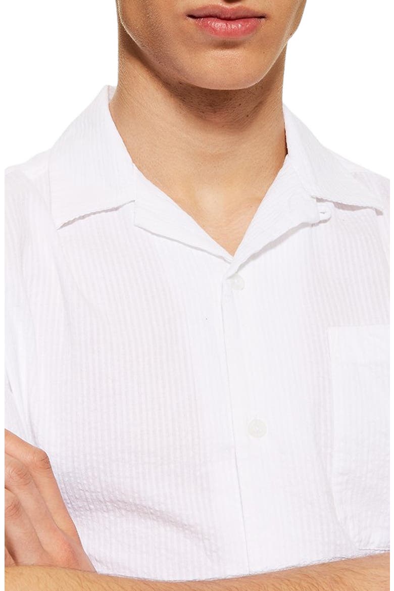 Revere Slim Fit Seersucker Shirt, Alternate, color, WHITE