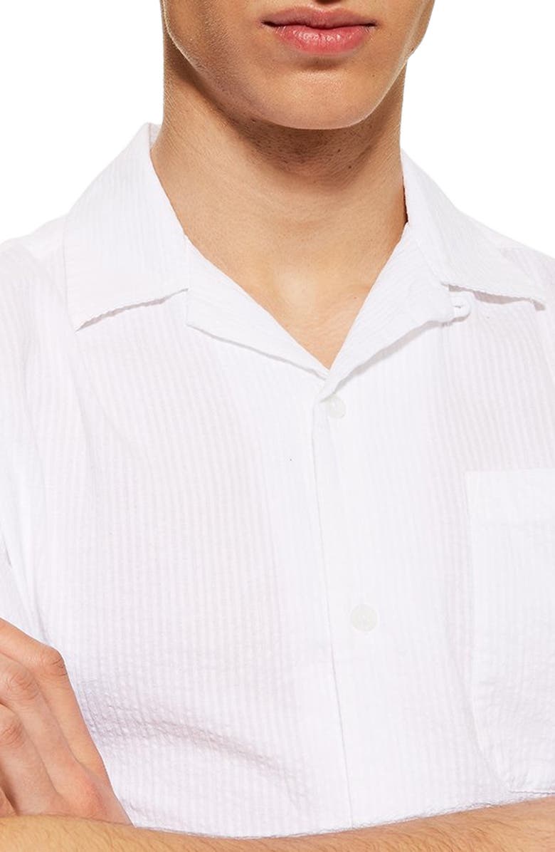 Topman Revere Slim Fit Seersucker Shirt, Alternate, color,
