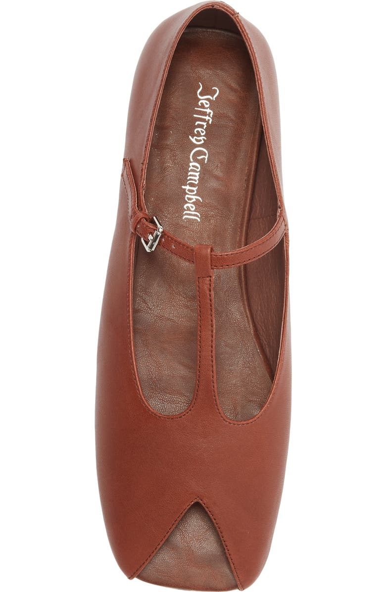 Jeffrey Campbell Keeneland T-Strap Peep Toe Flat, Alternate, color, Cognac