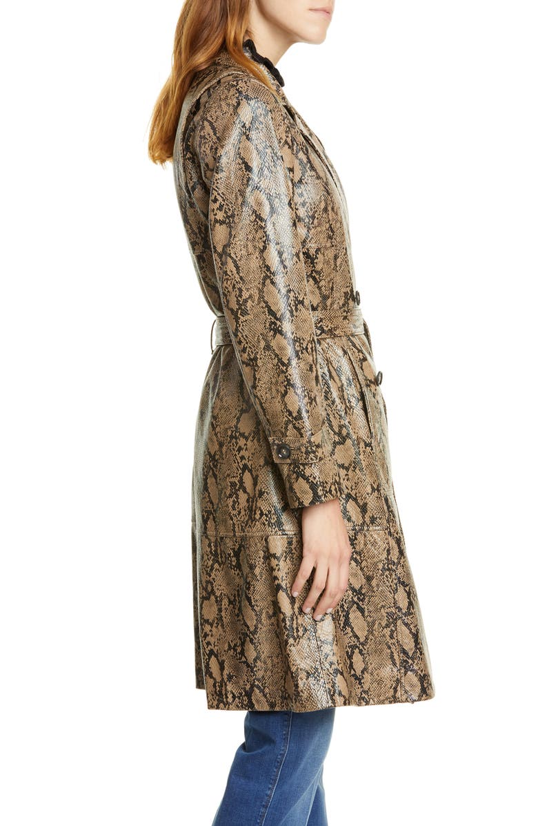 FRAME Python Embossed Leather Trench Coat, Alternate, color,