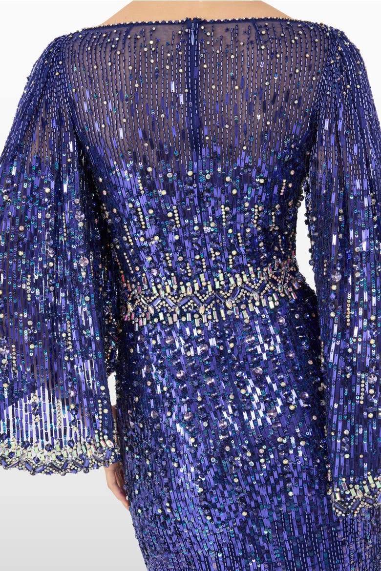 Ines Sequin-Embellished Dress, Alternate, color, Delphinium