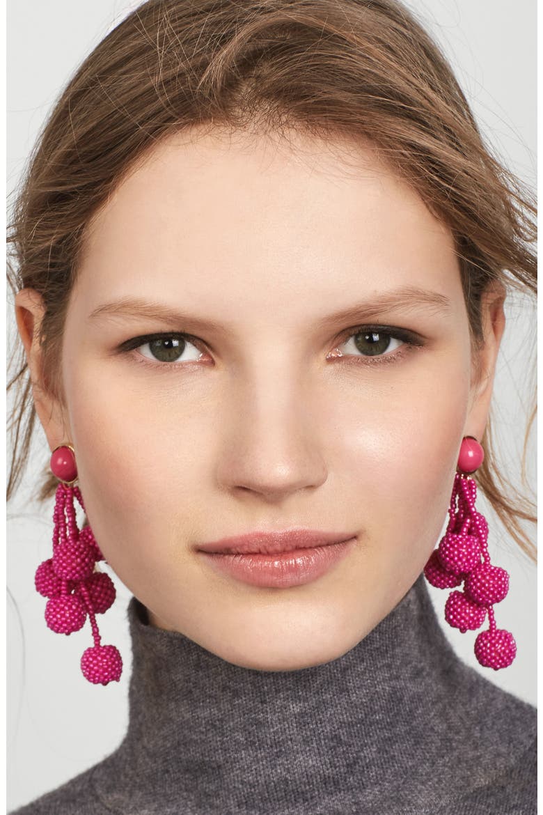 Coretta Updated Cocoa Drop Earrings, Alternate, color, HOT PINK