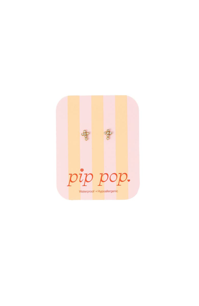 Pip Pop Diamond Cross Earrings, Alternate, color, Gold