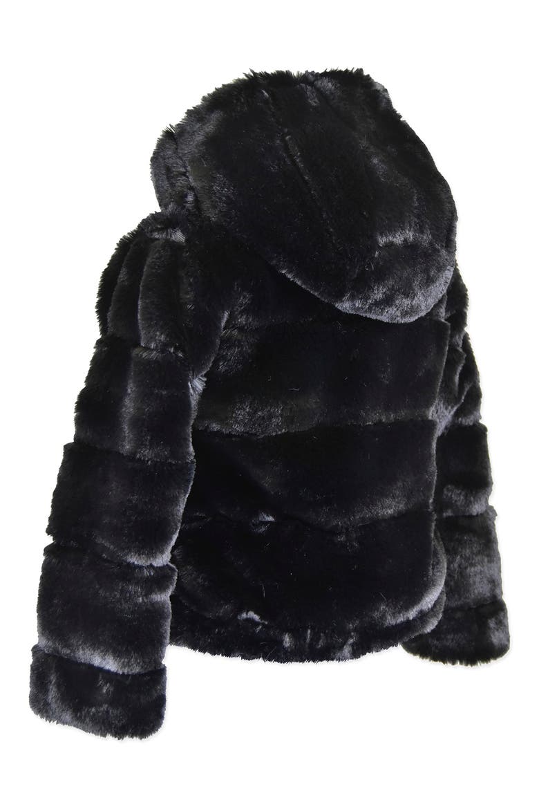 Faux Fur Hooded Zip Front Cozy Jacket, Alternate, color, BLACK LAYER CAKE