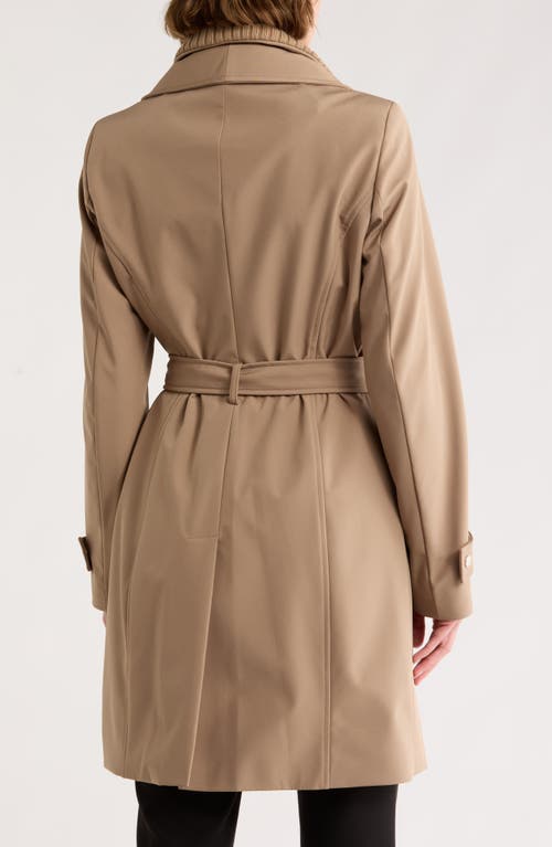 Calvin Klein Belted Softshell Jacket With Inner Bib In Brown