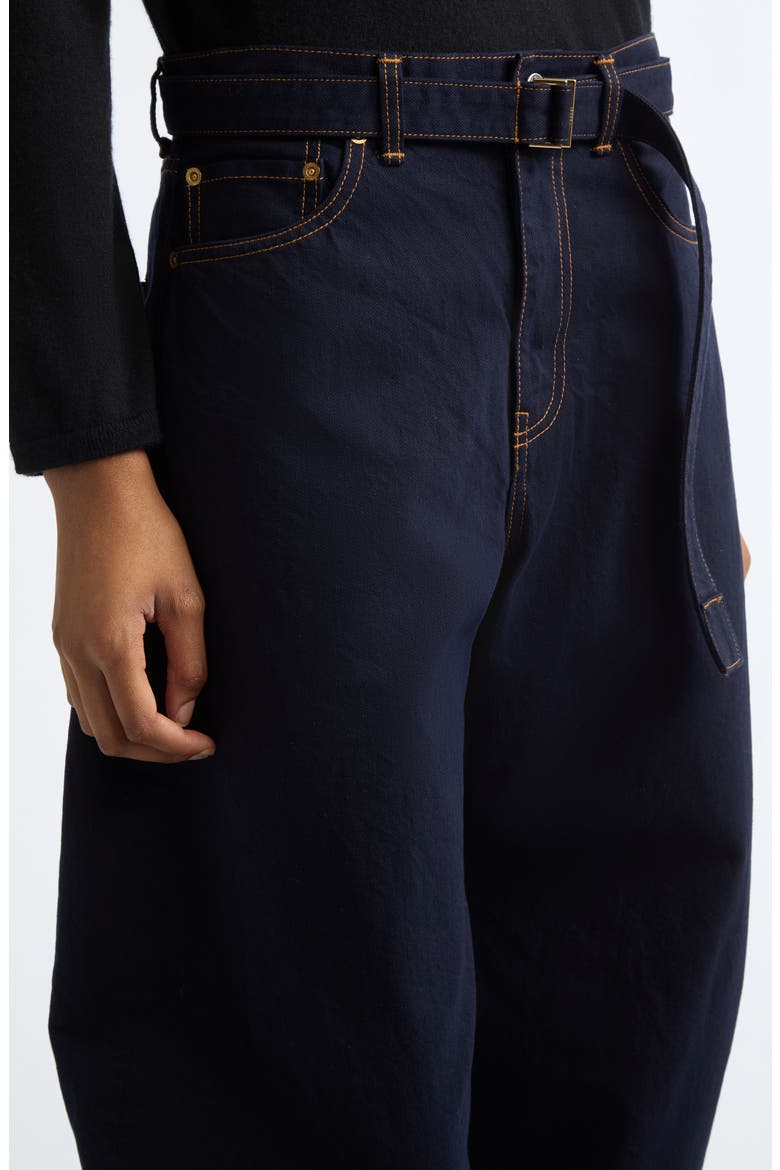 Belted High Waist Wide Leg Jeans, Alternate, color, NAVY