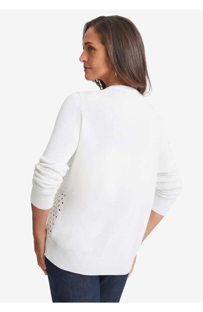 Jessica London Fine Gauge Eyelet Cardigan, Alternate, color, Black Gold