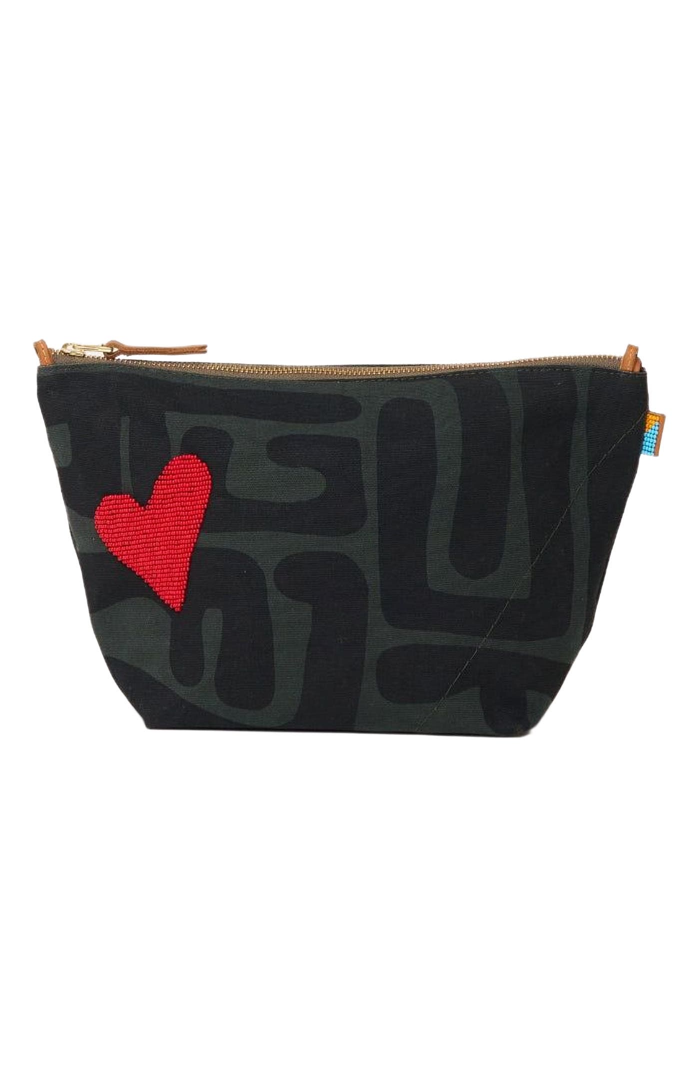 Ubuntu Life XLarge Convertible Pouch with Red Beaded Heart, Main, color, Safari Kuba