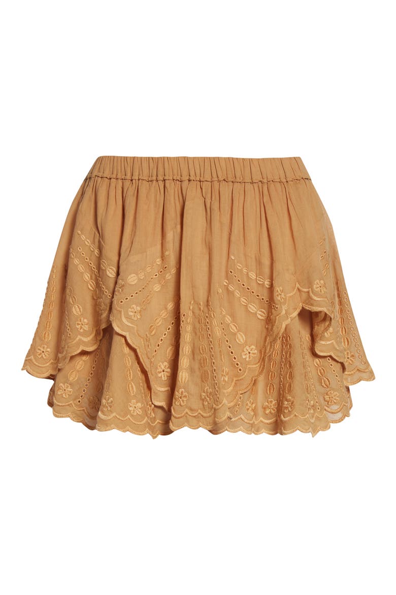 Jocadia Ruffle Cotton Miniskort, Alternate, color, CARAMEL
