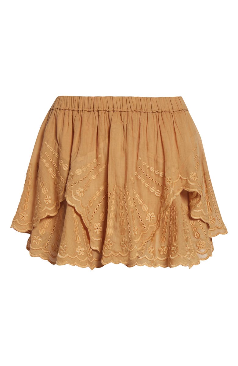 Isabel Marant Étoile Jocadia Ruffle Cotton Miniskort, Alternate, color, Caramel