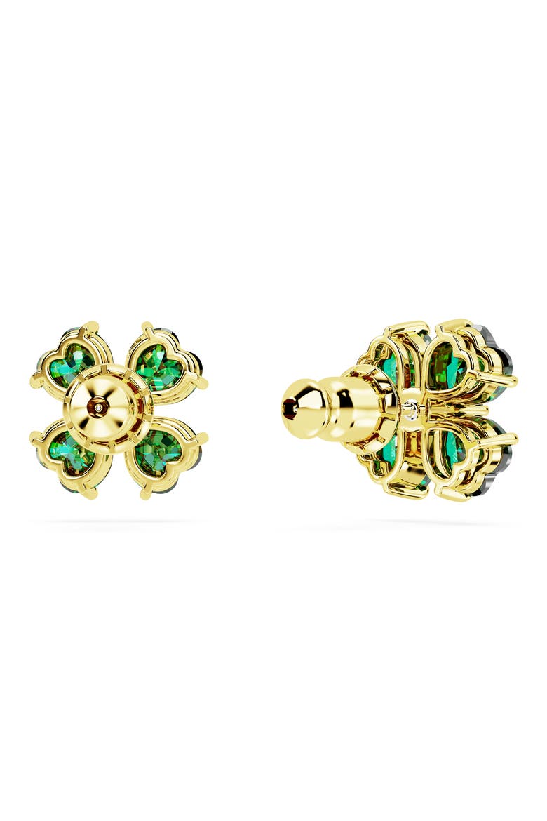 Idyllia Mixed Cut Crystal Clover Stud Earrings, Alternate, color, GREEN