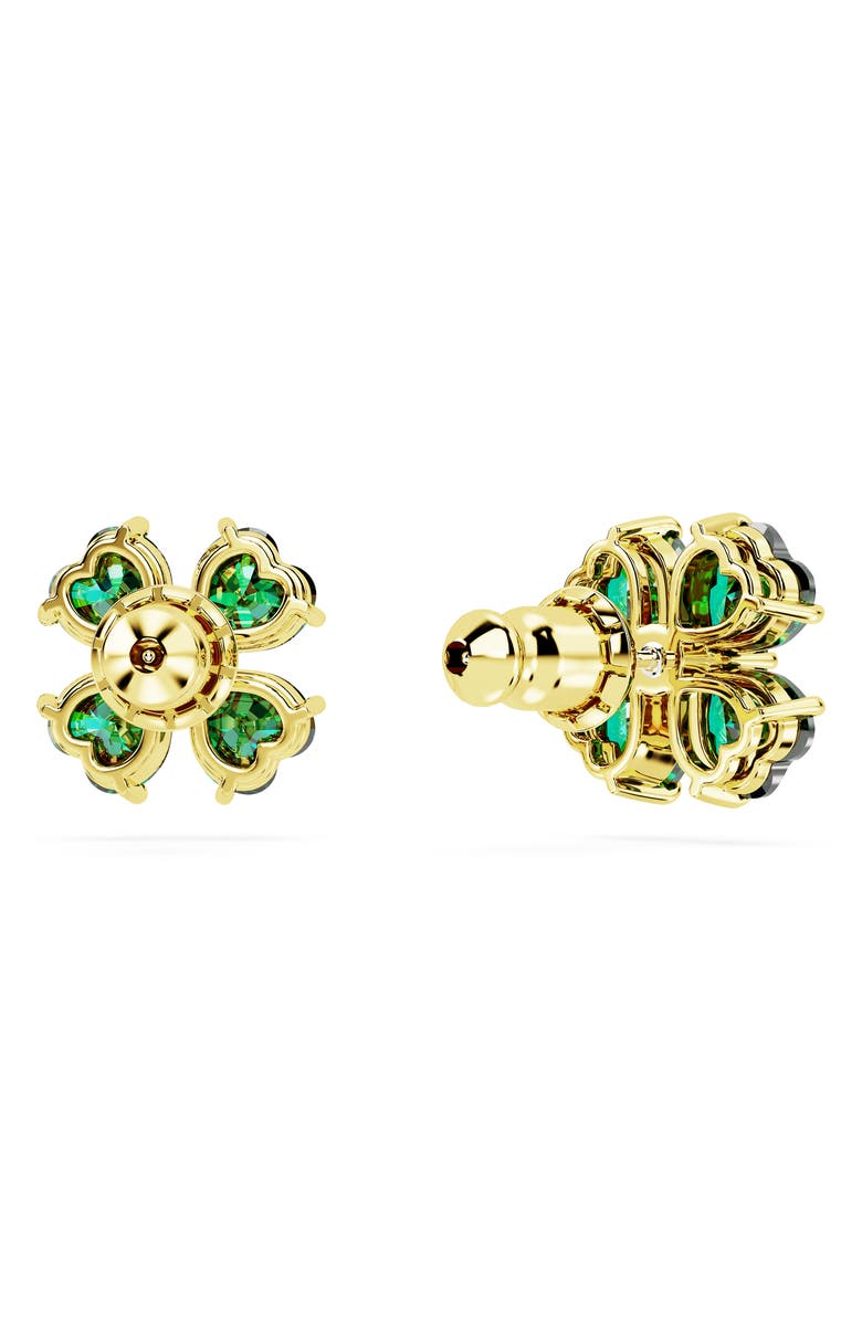 Swarovski Idyllia Mixed Cut Crystal Clover Stud Earrings, Alternate, color, Green