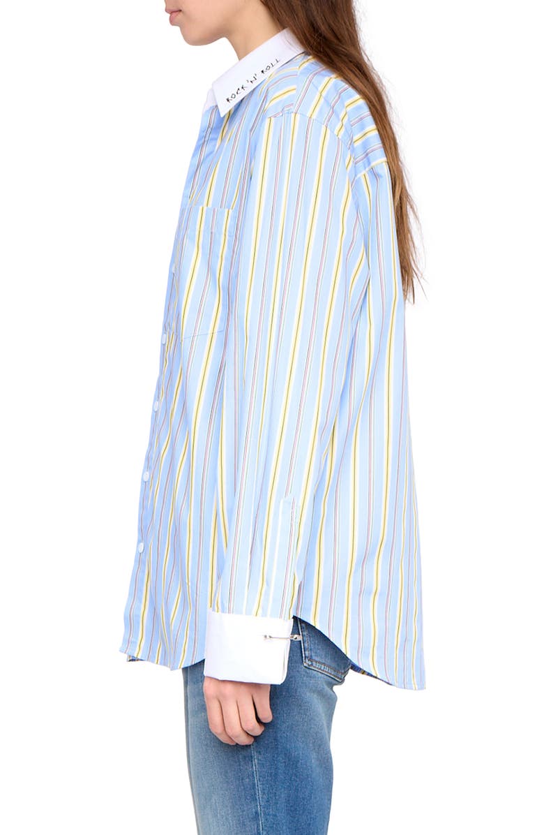 Zadig & Voltaire Morning Stripe Cotton Poplin Button-Up Shirt, Alternate, color, Sixtine