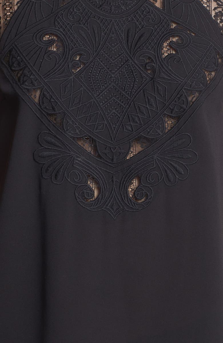 ASTR the Label ASTR High Neck Lace Blouse, Alternate, color, Black