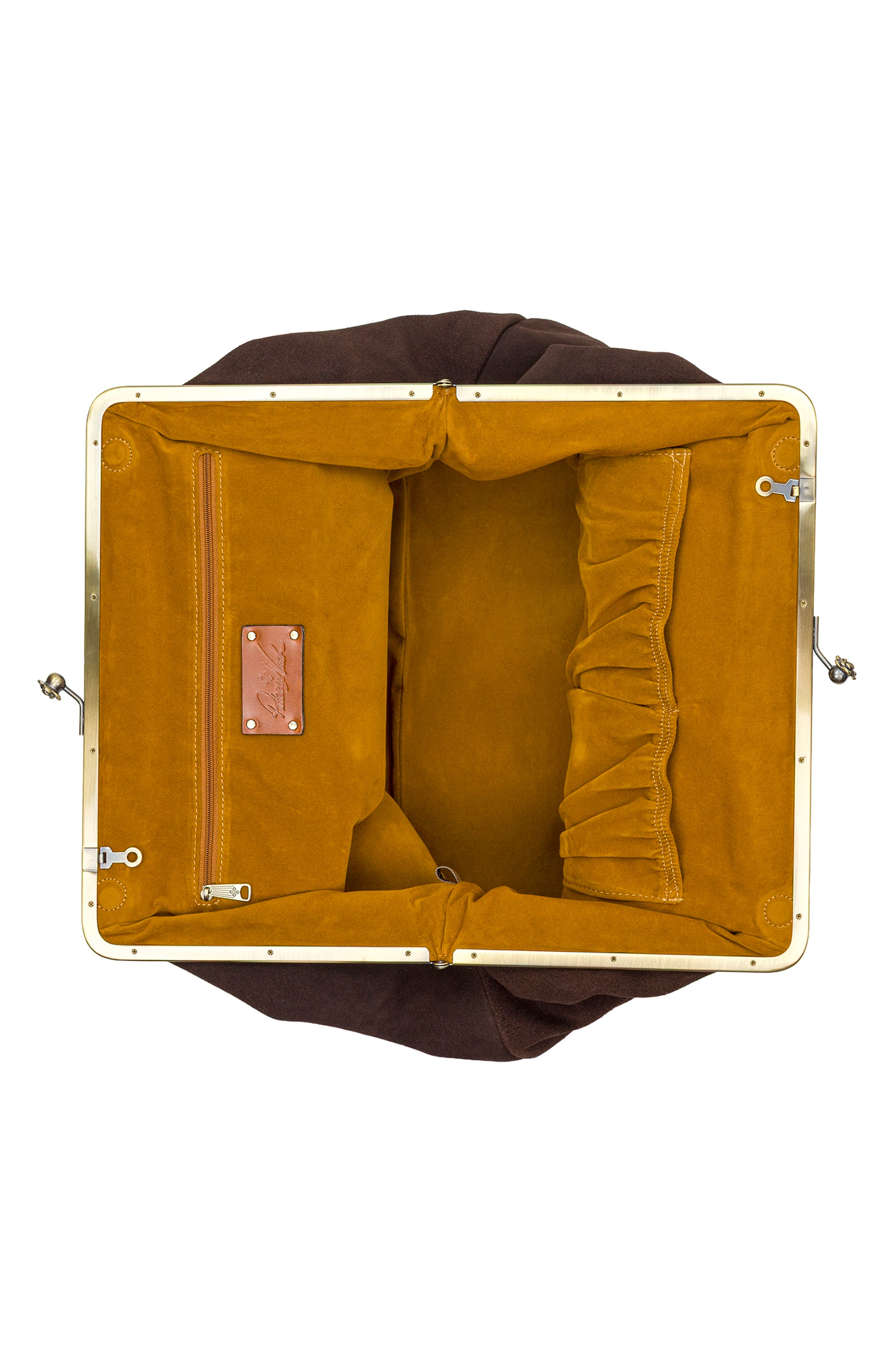 Serafina Large Frame Leather Crossbody Bag, Alternate, color, CHOCOLATE