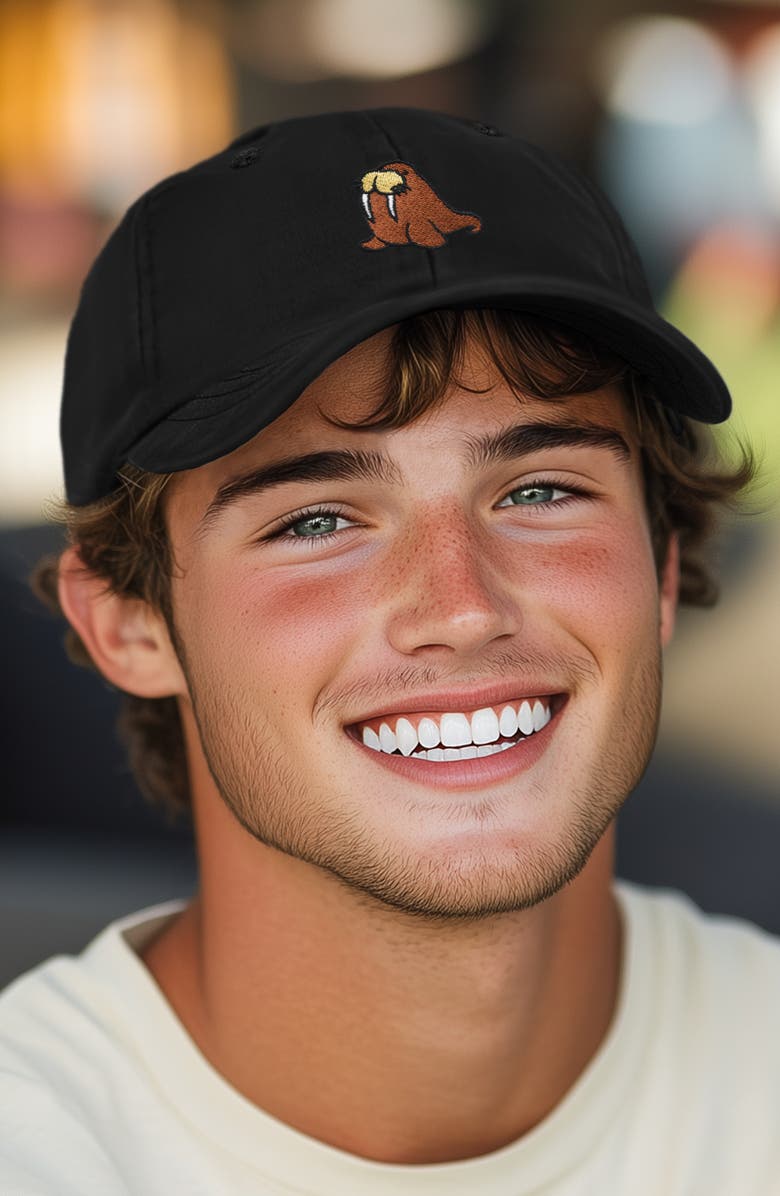 Dalix Walrus Embroidered Outdoor Cap, Alternate, color, Black