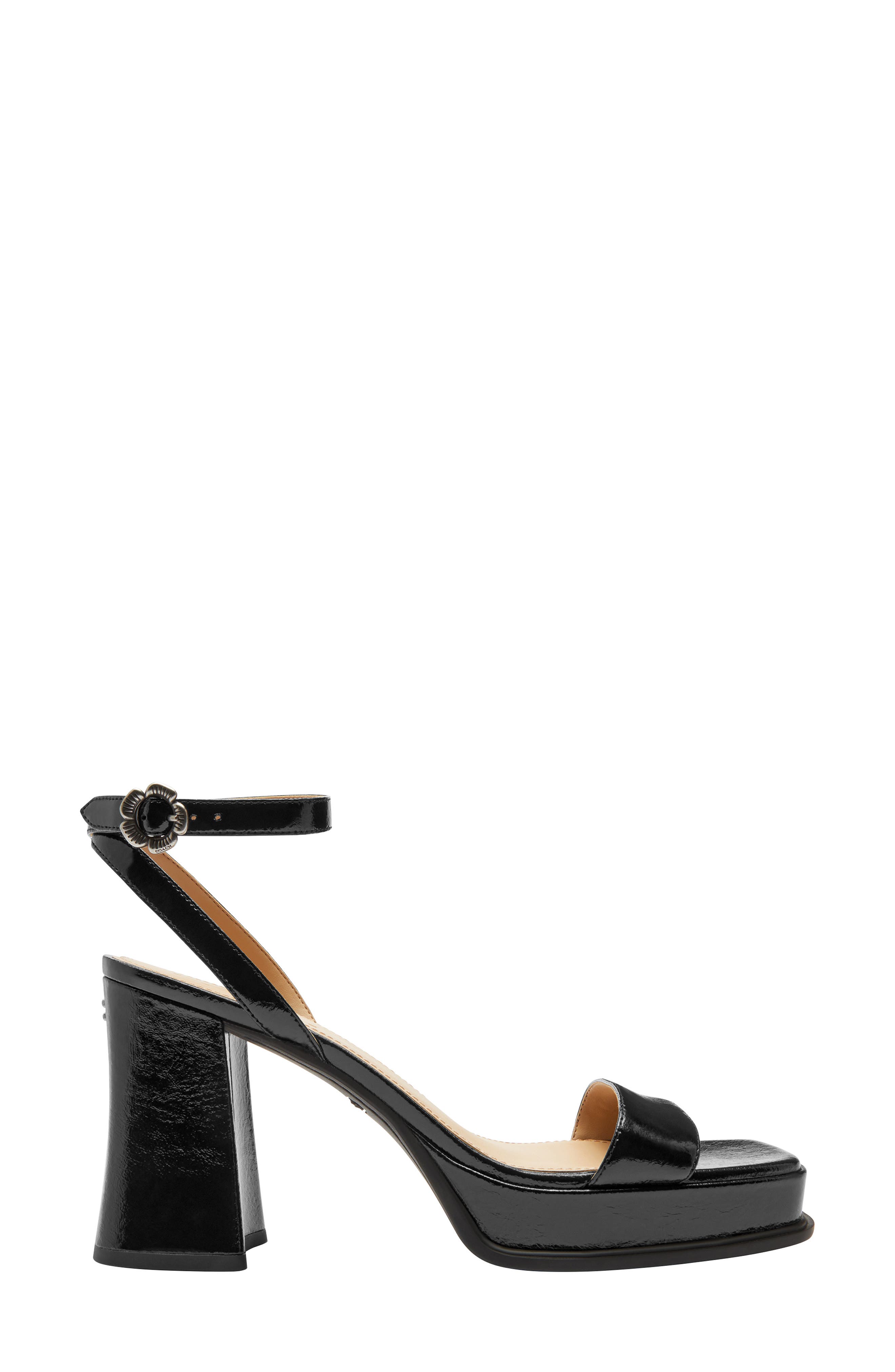 COACH Tea Rose Platform Sandal, Alternate, color, Black
