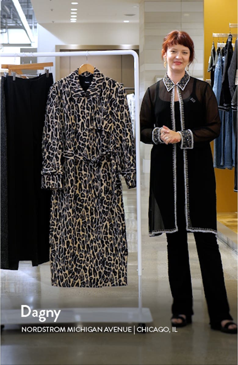 Leopard Print Wool Blend Trench Coat, sales video thumbnail