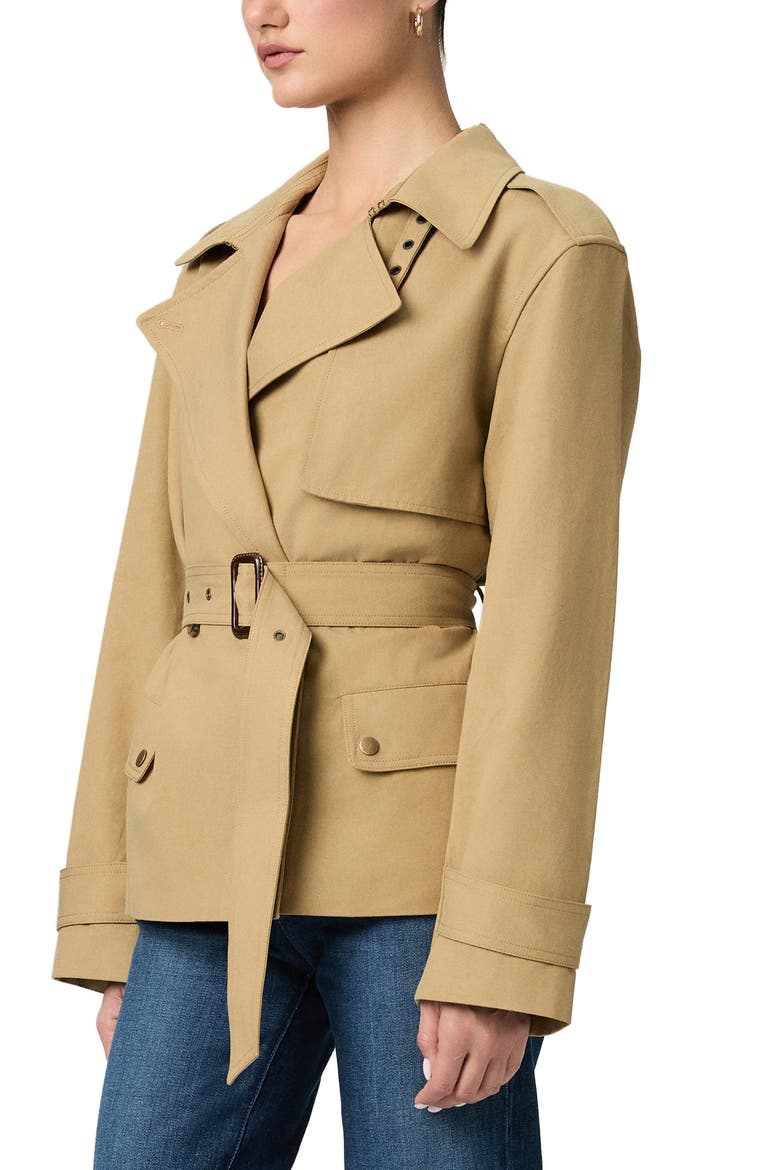 Orsina Cotton Blend Short Trench Coat, Alternate, color, KHAKI