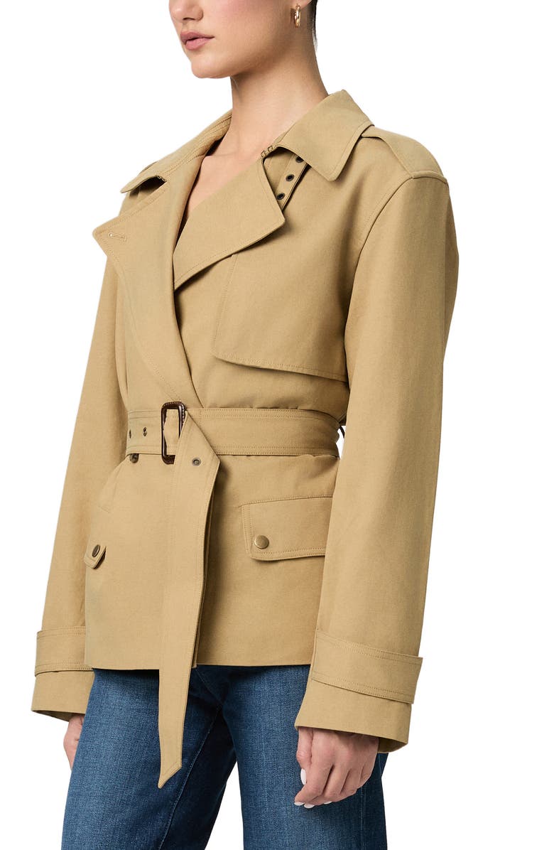 PAIGE Orsina Cotton Blend Short Trench Coat, Alternate, color, Khaki