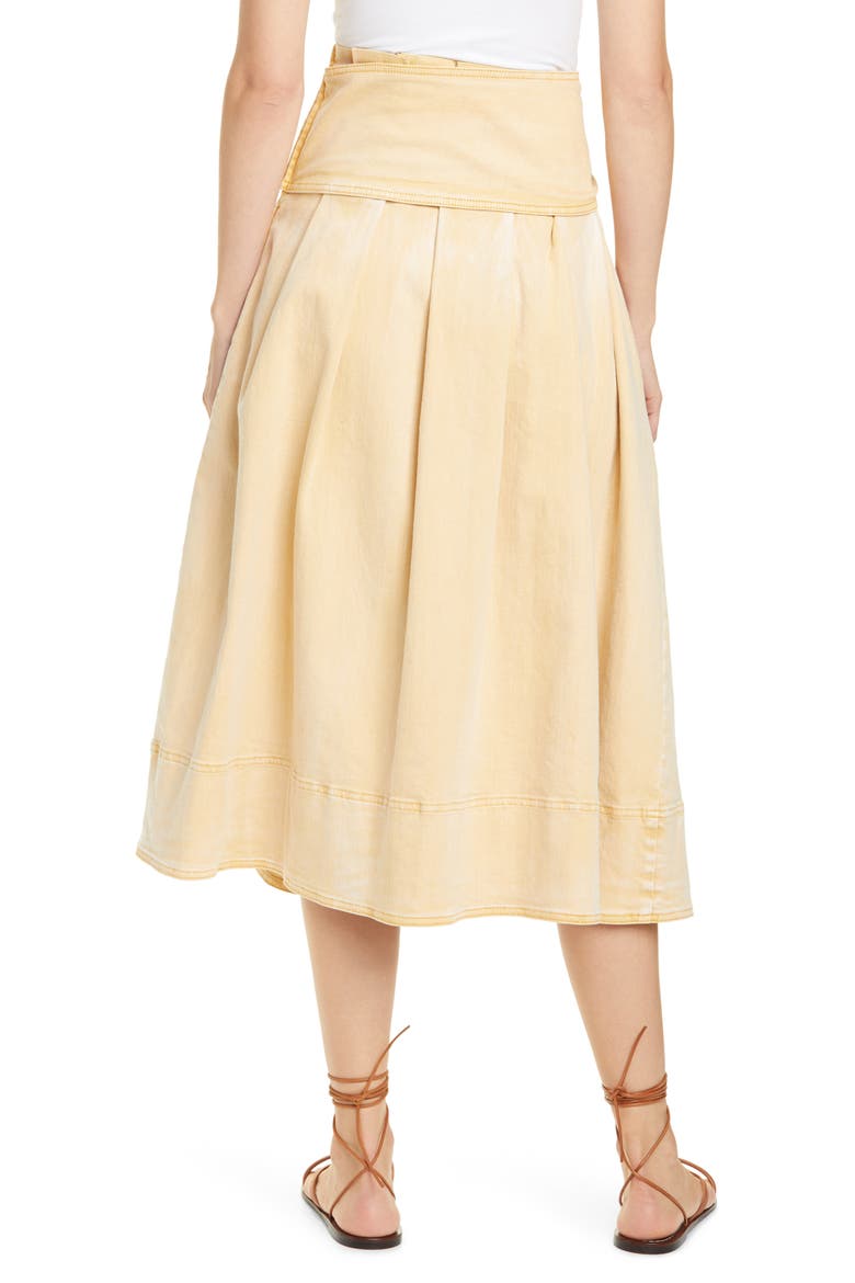 Virgil Tie Waist Midi Skirt, Alternate, color, KHAKI