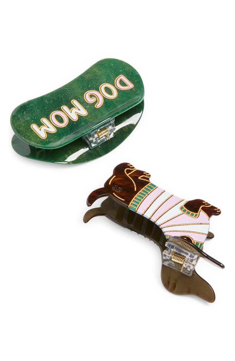 FRASIER STERLING Dog Mom 2-Pack Assorted Hair Claw Clips, Alternate, color, White/ Multi