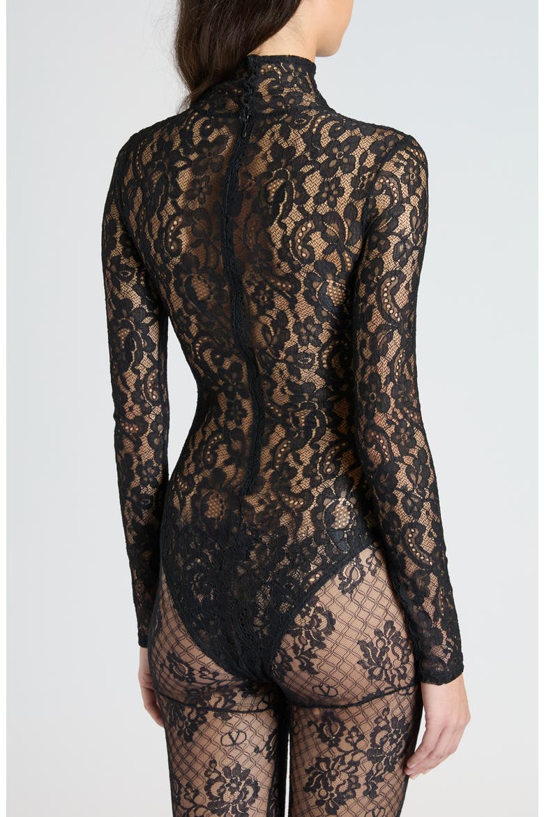 Sheer Lace Bodysuit, Alternate, color, NERO