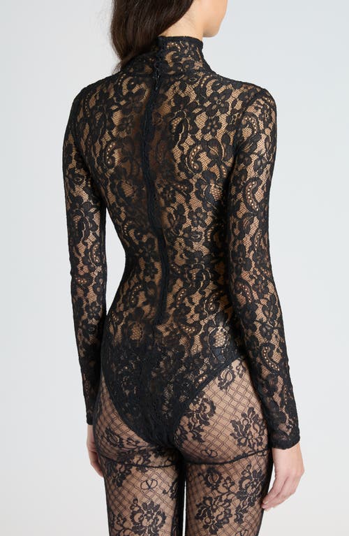 Shop Valentino Garavani Sheer Lace Bodysuit In Nero