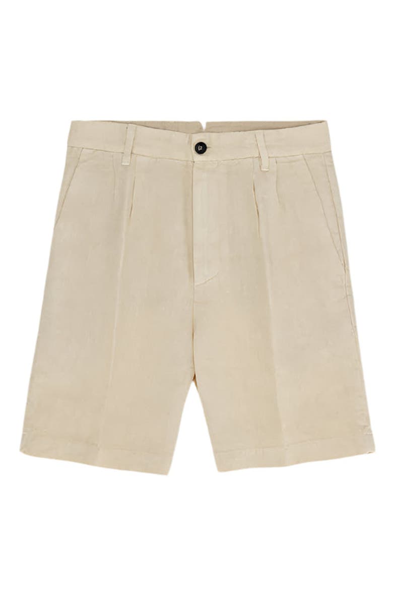 Beachshort Linen Short with Pleats, Main, color, MILK