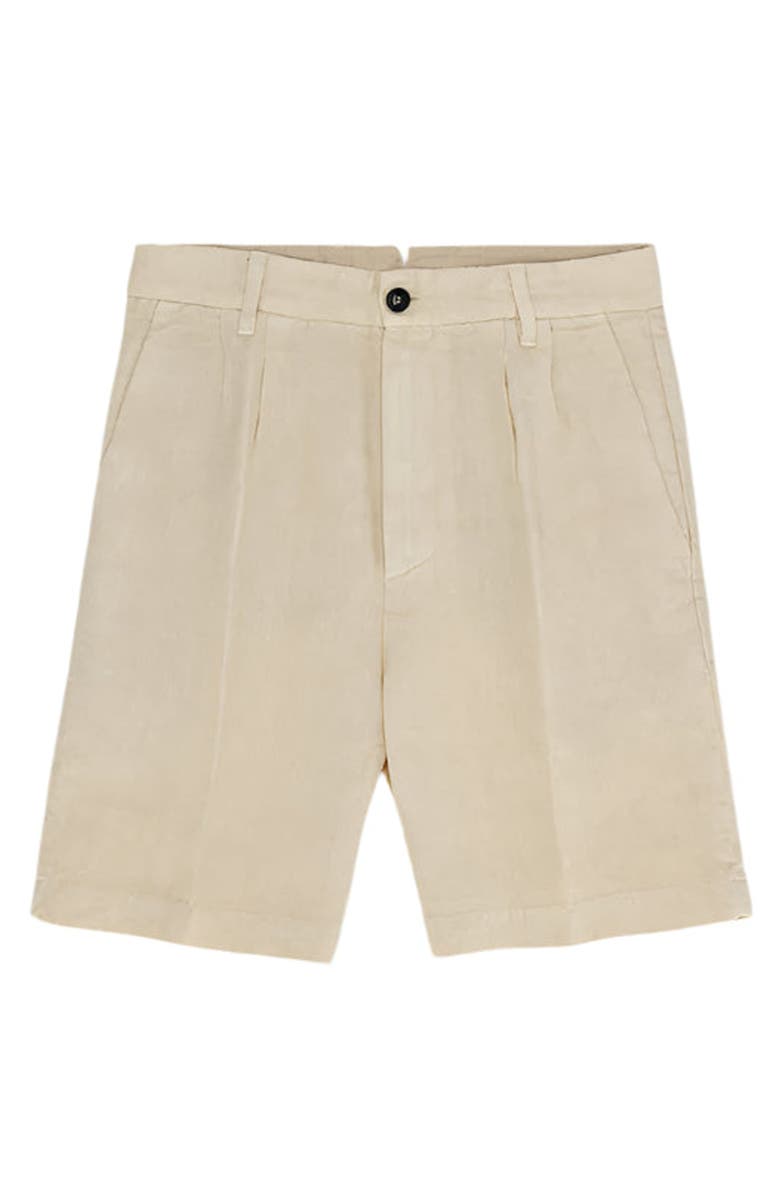 Fortela Beachshort Linen Short with Pleats, Main, color, Milk