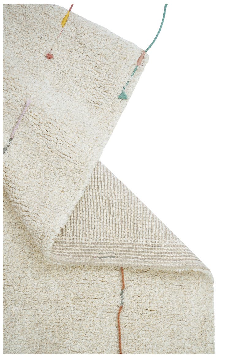 Wildflowers Fringe Trim Washable Cotton Blend Play Rug, Alternate, color, NATURAL
