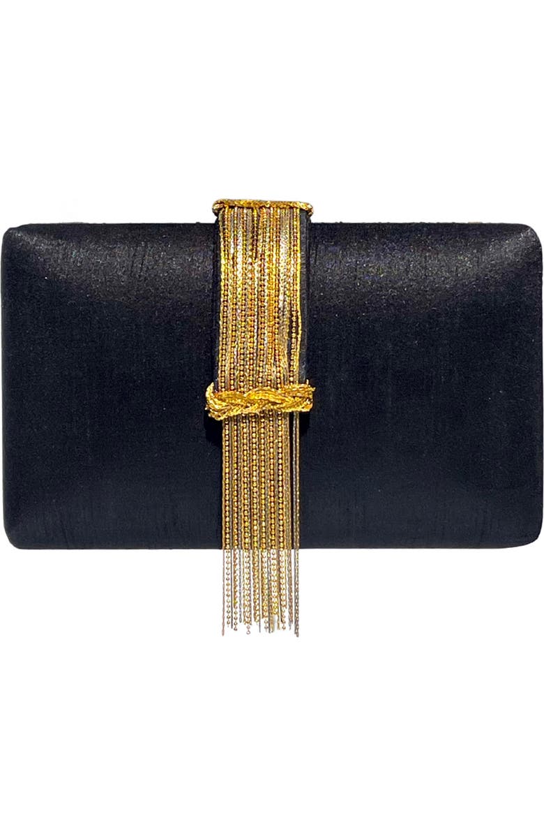 Simitri Fringe Clutch, Main, color, Noir