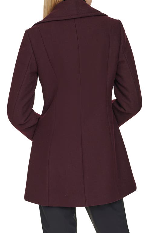 Cole Haan Fine Wool Blend Twill Peacoat In Burgundy