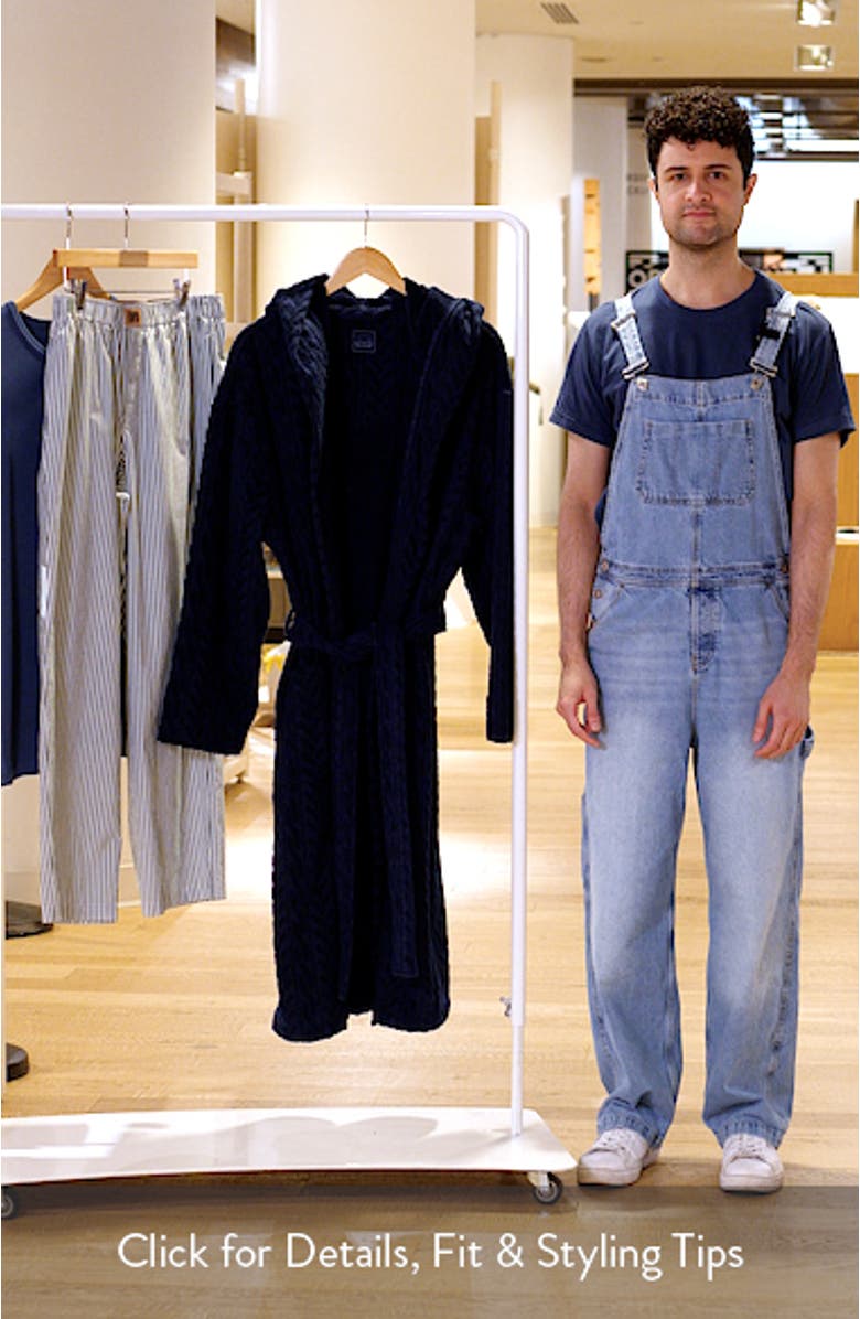 Textured Cotton Terry Cloth Hooded Robe, sales video thumbnail