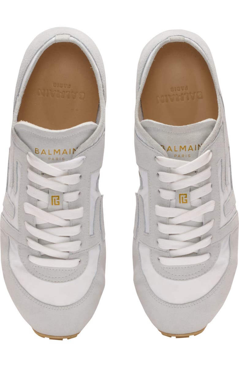 Balmain Racer 45 trainers in lambskin and suede, Alternate, color, White