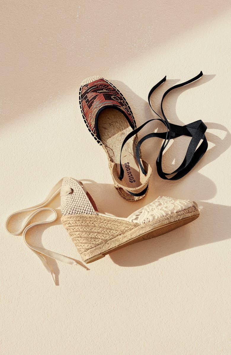 Soludos Lace Wedge Espadrille Sandal, Alternate, color,