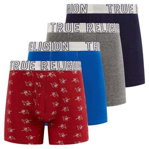 Stretch Mens Boxer Briefs, Mens Underwear Pack of 4 Purple/Gold
