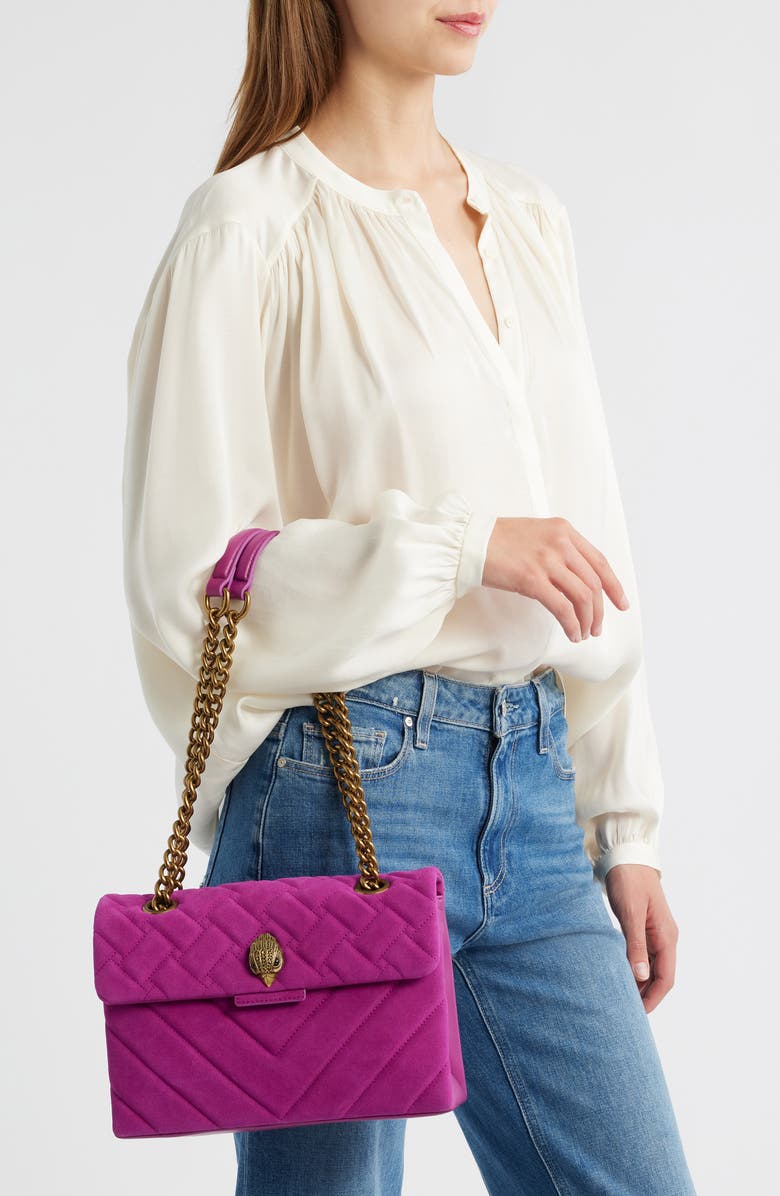 Kurt Geiger London Kensington Suede Convertible Shoulder Bag, Alternate, color, Bright Pink