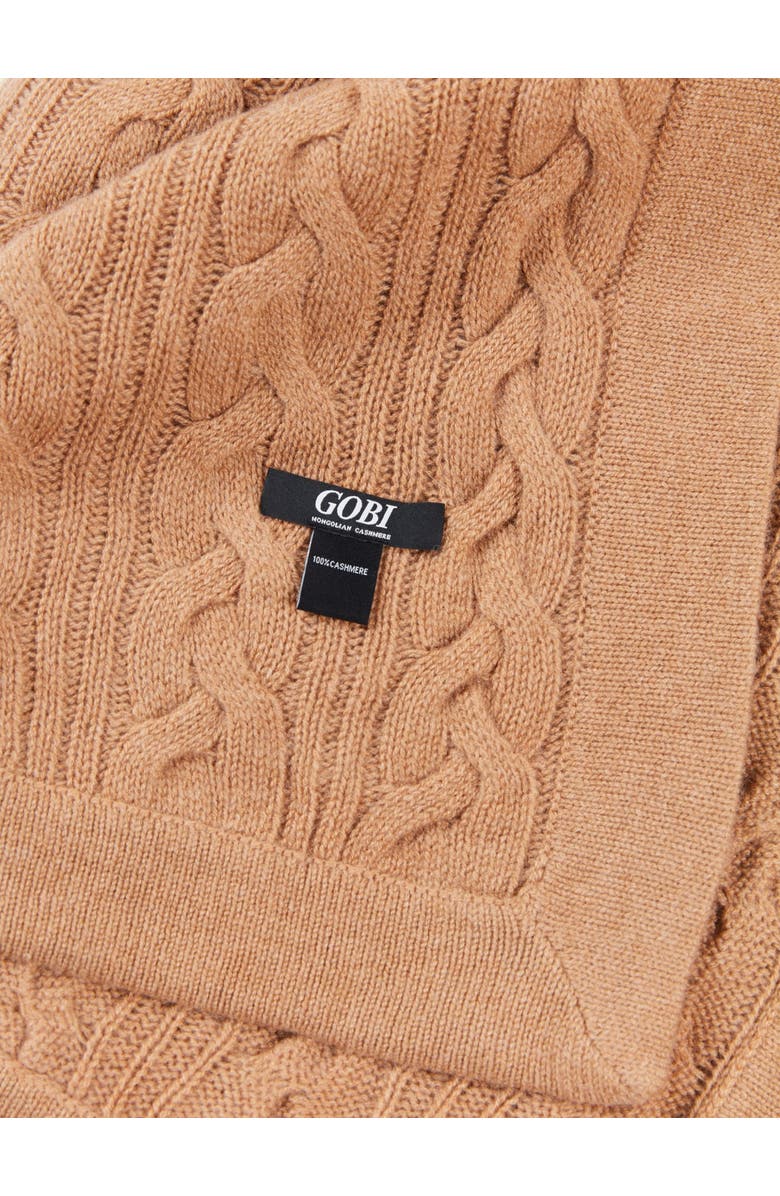 GOBI Mongolian Cashmere Cable Knit Blanket, Alternate, color, Sheepskin