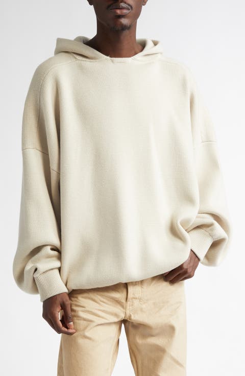 Virgin Wool Sweater Hoodie