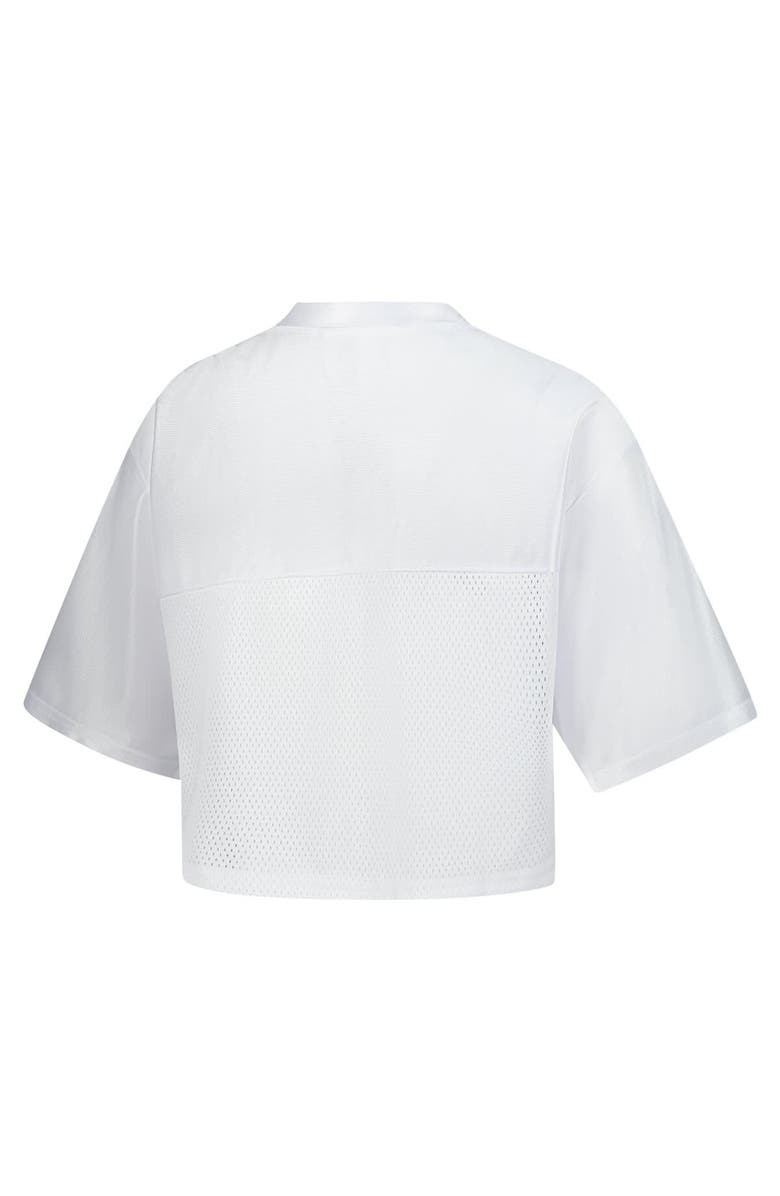 ZOOZATZ Women's ZooZatz White Ohio State Buckeyes Mesh Cropped V-Neck T-Shirt, Alternate, color, White